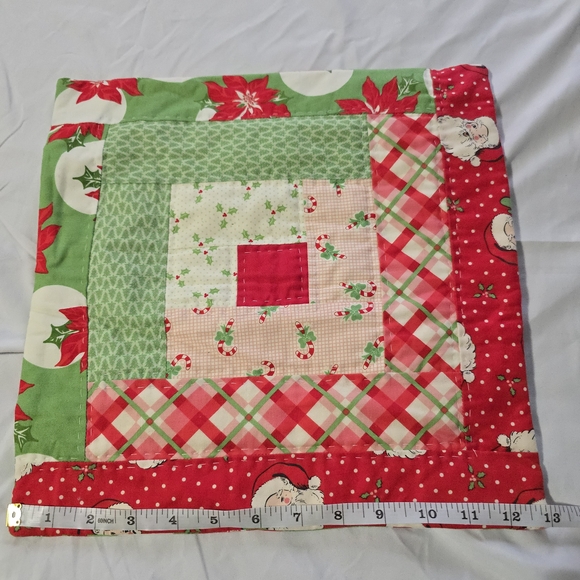 Set of Christmas Themed Quilted Throw Pillow Covers, Square, 13", Handmade - Picture 12 of 14